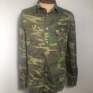 Womens Green Camoflauge Long Sleeve Shirt. XXL